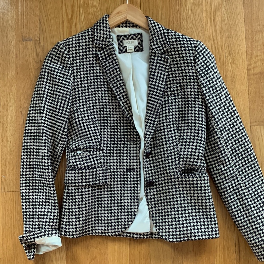 Jcrew houndstooth black and off white blazer - size 0